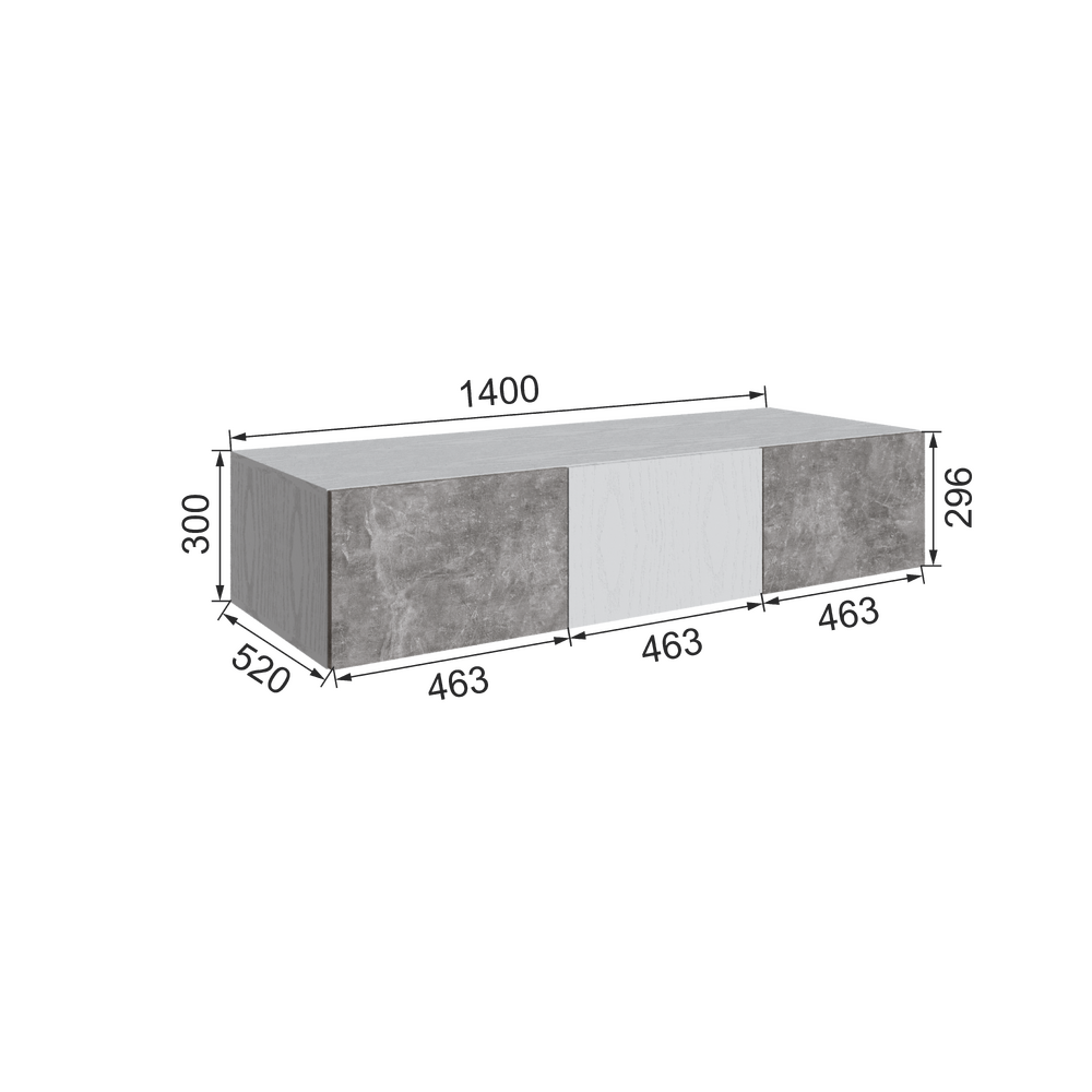 Антресоль Мадрид 1.4 300 без зеркала белый / Ателье светлый